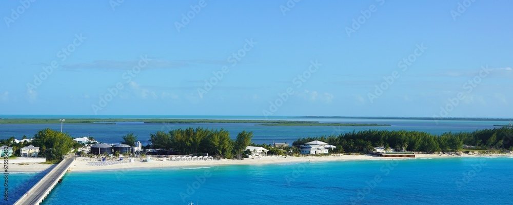  Paradise Beach with its white soft sand beach and  beautiful blue and turquoise waters  on North Bimini, Bahamas