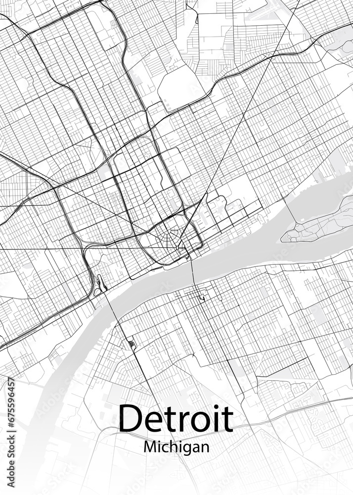 Detroit Michigan minimalist map