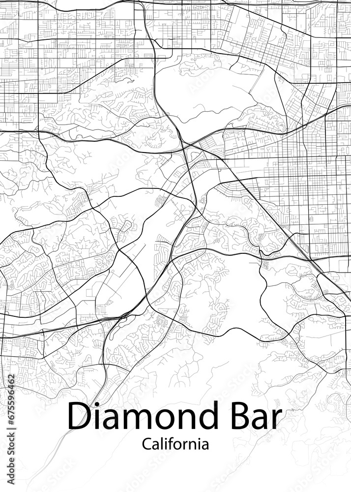 Diamond Bar California minimalist map