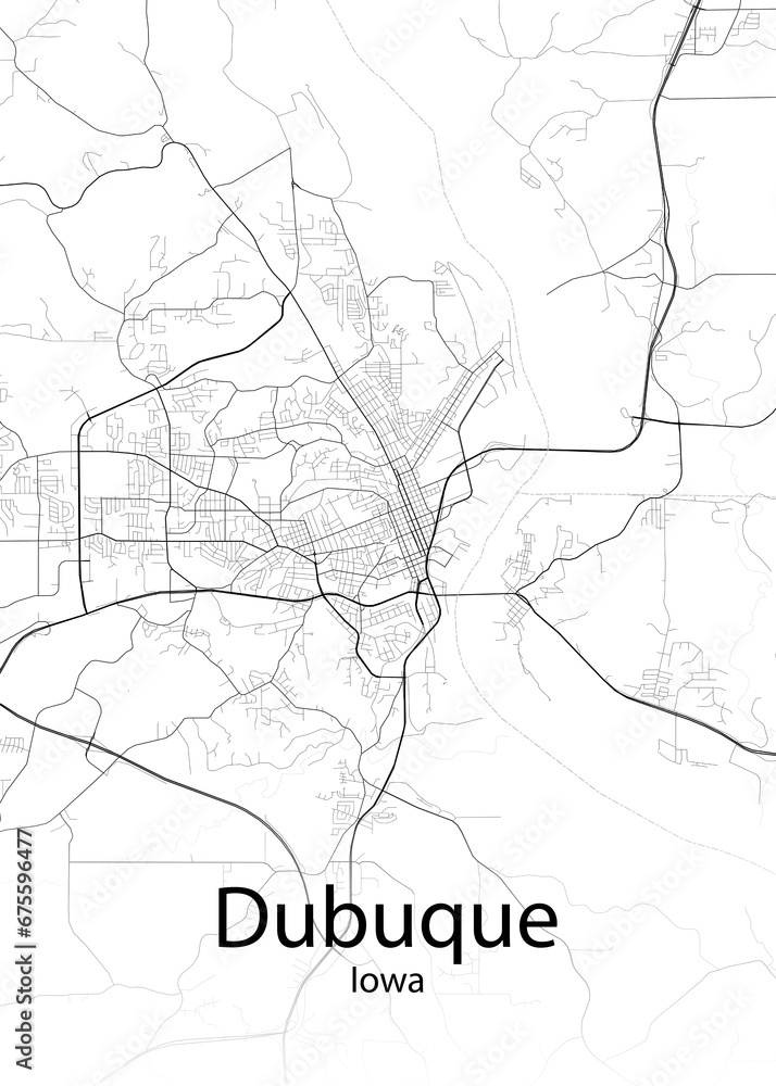 Dubuque Iowa minimalist map