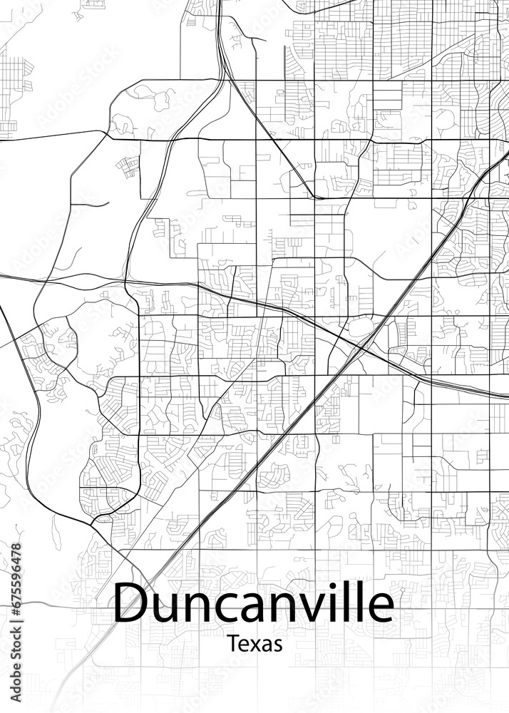 Duncanville Texas minimalist map