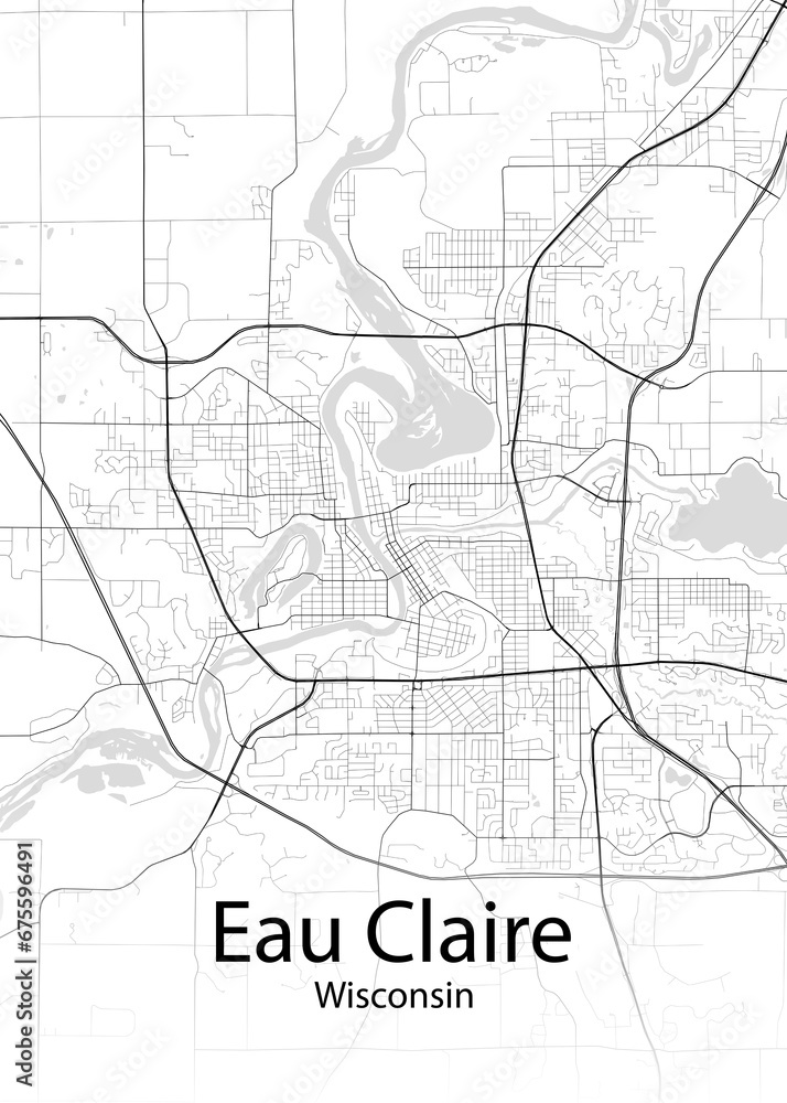 Eau Claire Wisconsin minimalist map