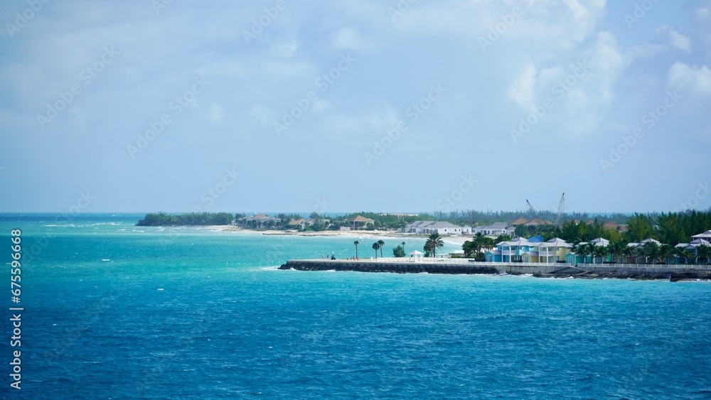  Shoreline  with beautiful blue and turquoise waters of North Bimini, Bahamas