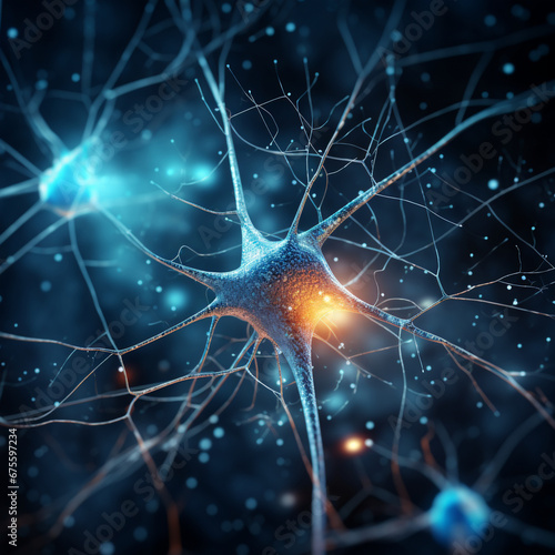 シナプスとニューロンネットワークのイメージ図