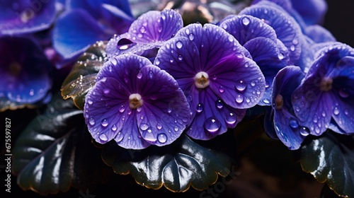Purple Iris flowers with water drops