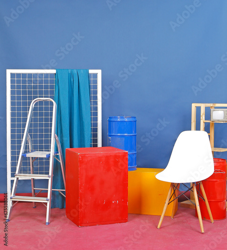 photo studio with various props for everyday use, backgrounds with various colors for all photo session themes for photography needs, products and various other things