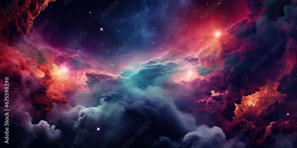 Illustration of a space cosmic background of supernova nebula and stars. Glowing mysterious universe. Illustration of a space cosmic background of supernova nebula and stars. Glowing mysterious universe.