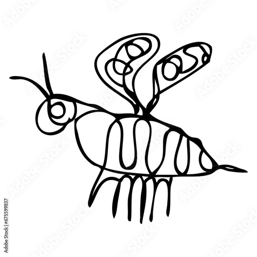 simple vector sketch bee single one line art 