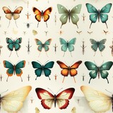 seamless pattern with butterflies on white background