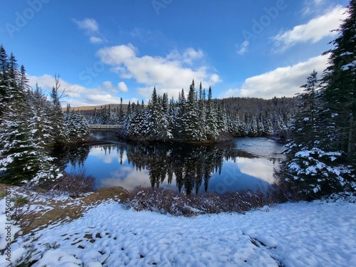 The little white river of the Portneuf wildlife reserve in early winter. photo