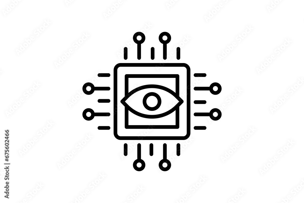 computer vision icon. icon related to device, artificial intelligence. line icon style. simple vector design editable - obrazy, fototapety, plakaty 