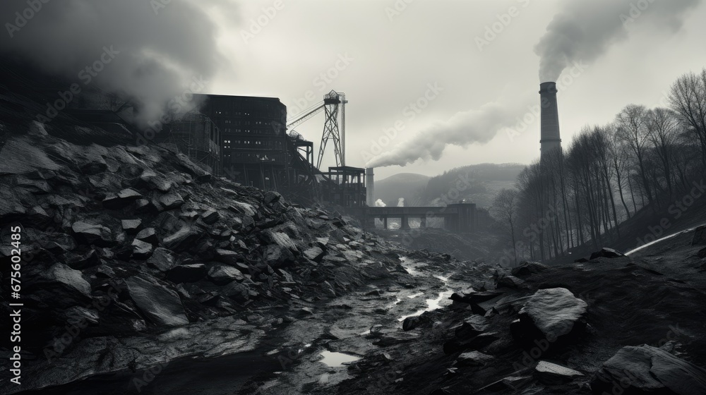 Coal Mine in Operation Landscape Photography - obrazy, fototapety, plakaty 