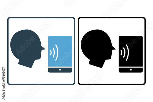 speech recognition icon. icon related to device, artificial intelligence. solid icon style. simple vector design editable