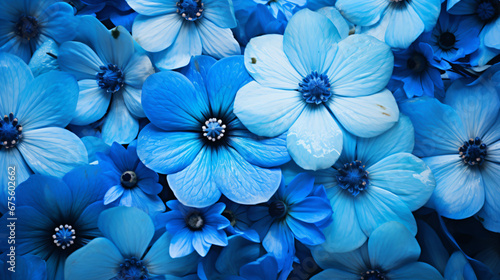 青や花が敷き詰められた背景、背景 © dont