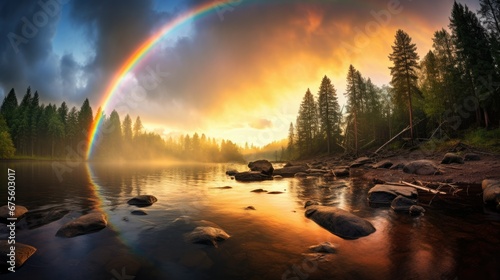 Photography of the End of the Rainbow in the River photo