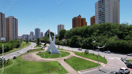 Capela da Luz in the city of Jundiai in Sao Paulo, Brazil. Aerial view.