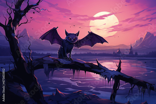 illustration of a bat in winter