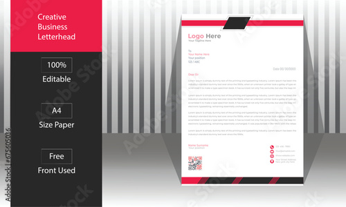 Minimal professional letterhead design template, modern business letterhead creative abstract clean colorful design