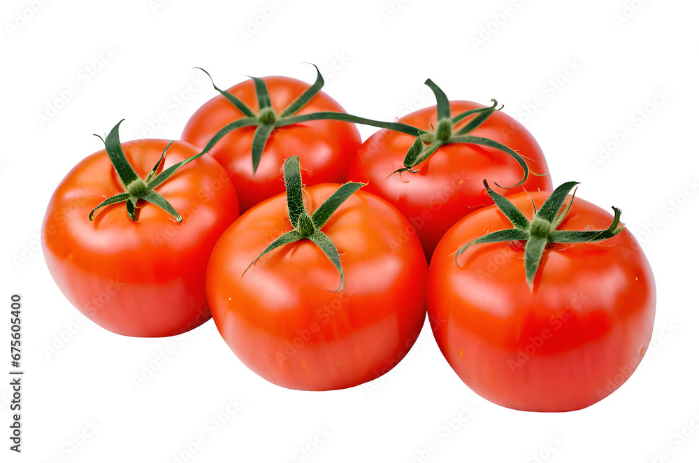 Five fresh tomatoes on white background Five fresh tomatoes on white background