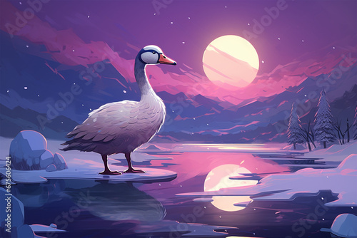 illustration of a view of a goose in winter photo
