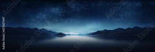 青く美しい広大な夜の海原の風景