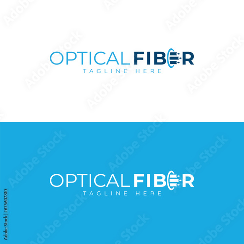 Optical fiber broadband creative logo wordmark typography design for internet business photo