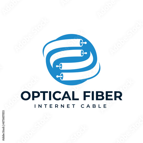Optical fiber broadband creative logo modern and flat design for internet business