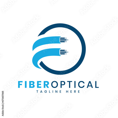 Optical fiber broadband creative logo modern and flat design for internet business