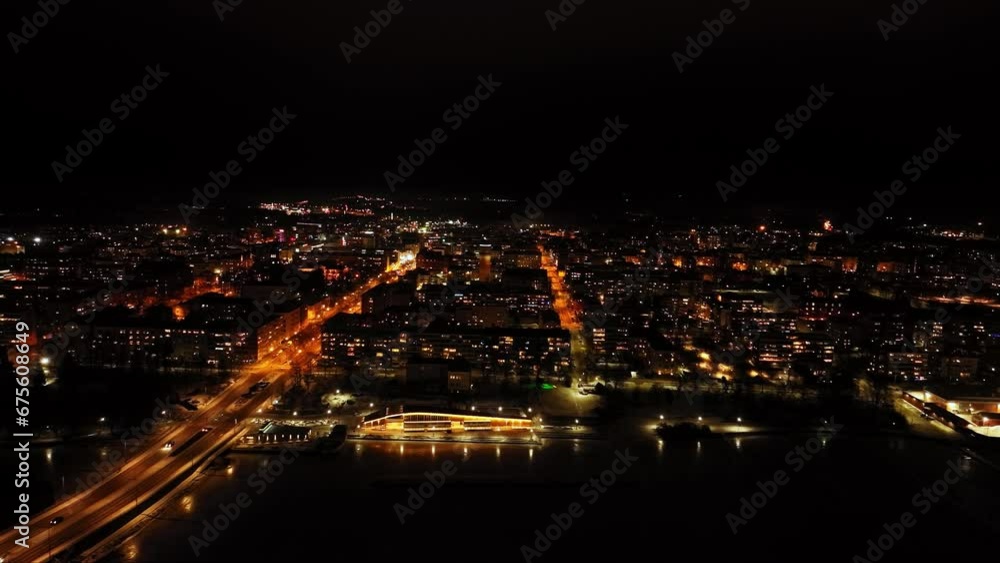 custom made wallpaper toronto digitalAerial view in front of the illuminated skyline of Vaasa, night in Finland