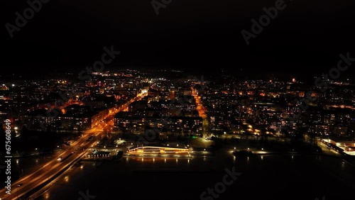 Wallpaper Mural Aerial view in front of the illuminated skyline of Vaasa, night in Finland Torontodigital.ca