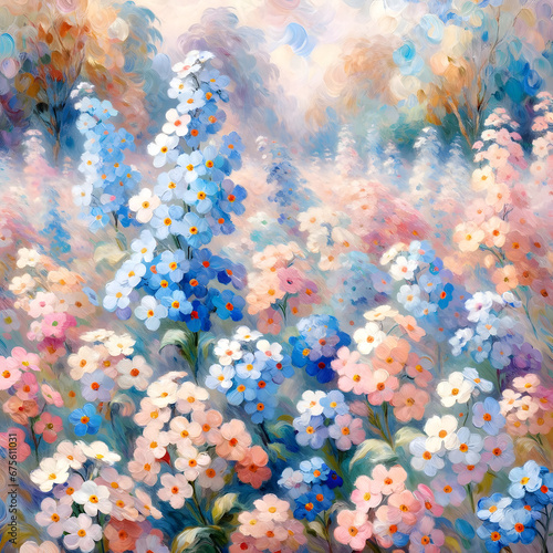 Beautiful floral background with myosotis flowers.