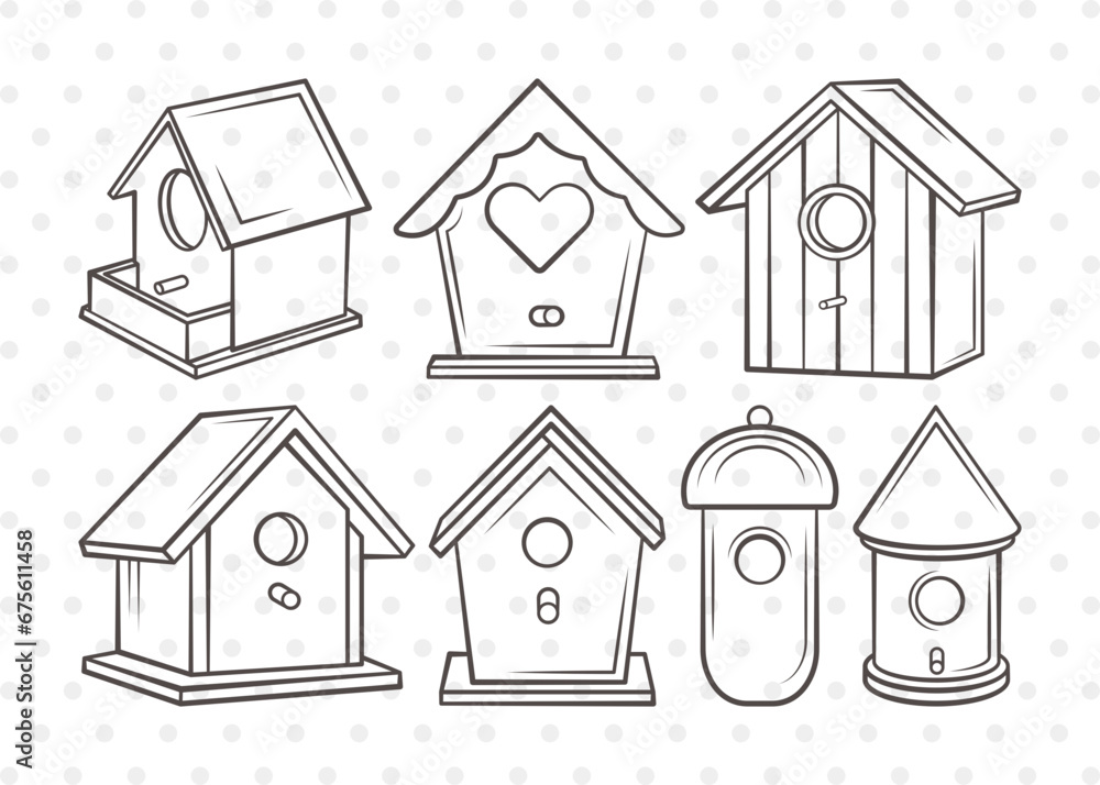 Bird House Clipart SVG Cut File | Bird Home Svg | Nesting Box Svg