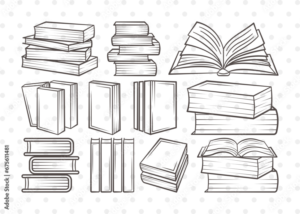 Book Clipart SVG Cut File Book Club Svg Stacked Books Svg Open