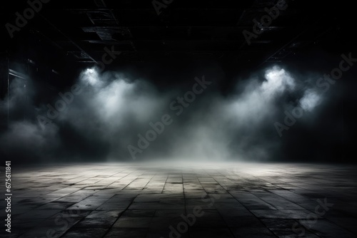 Concrete floor and smoke Room background. Generative AI