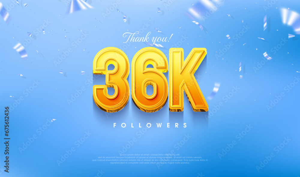 Thank you for 36k loyal followers, greeting design for social media posts.