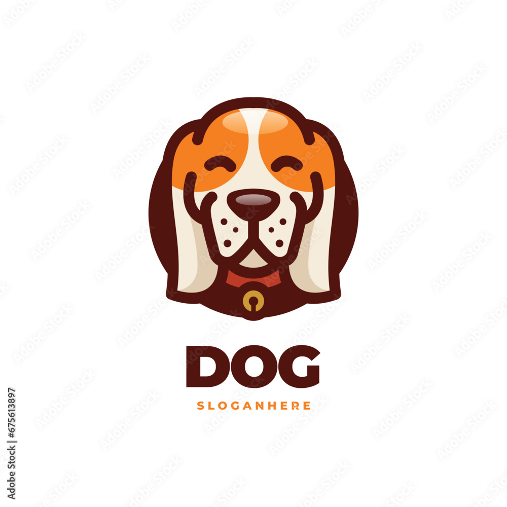 cute dog head modern logo vector