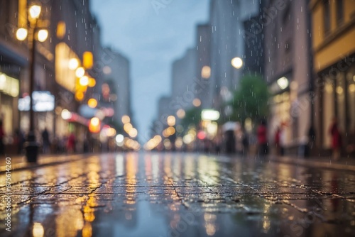 Rainy day, blurred city street