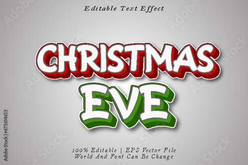 Christmas Eve Editable Text Effect 3D Emboss Cartoon Style