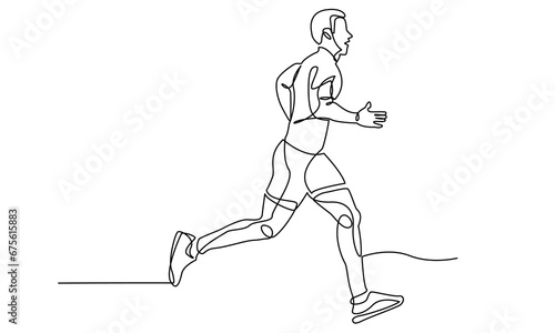 continuous line drawing of a male athlete running fast.Single-line Individual sports vector illustration. concept of sports, training, athlete, fitness, running isolate of white background. 