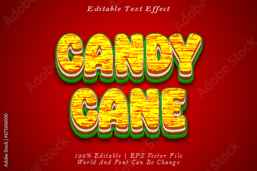 Candy Cane Editable Text Effect 3D Emboss Cartoon Style