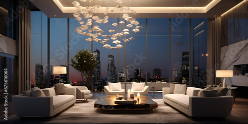 Luxury Apartment Living.Elegant Lobby with Chic Modern Decor,AI Generative 