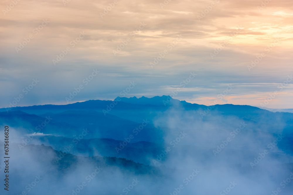 doi luang chiang dao mountains landscape in cloudy day at dusk