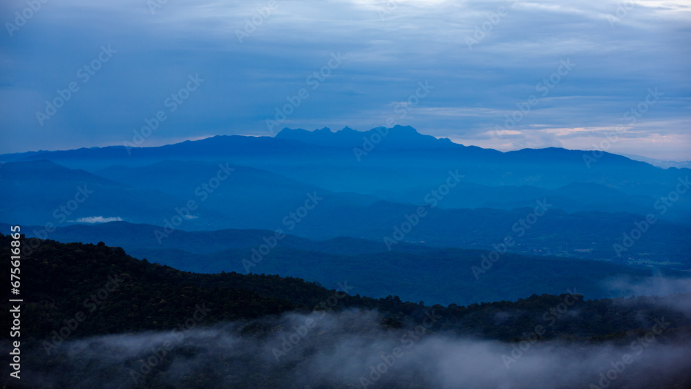 doi luang chiang dao mountains landscape in cloudy day at dusk