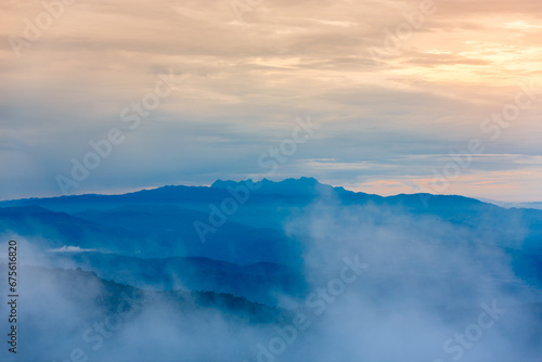 doi luang chiang dao mountains landscape in cloudy day at dusk