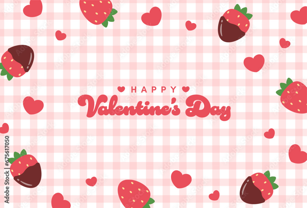 valentine vector background with strawberries and chocolate for banners, cards, flyers, social media wallpapers, etc.