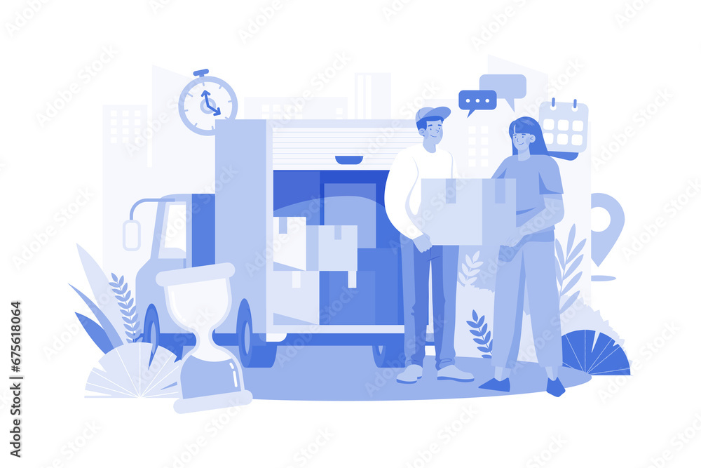 Delivery Person Delivering A Package Illustration concept on white background