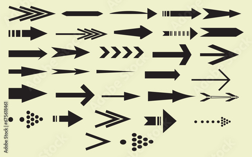 Arrow icons collection.Set of different arrow shapes vector.Simple arrow big set illustration
