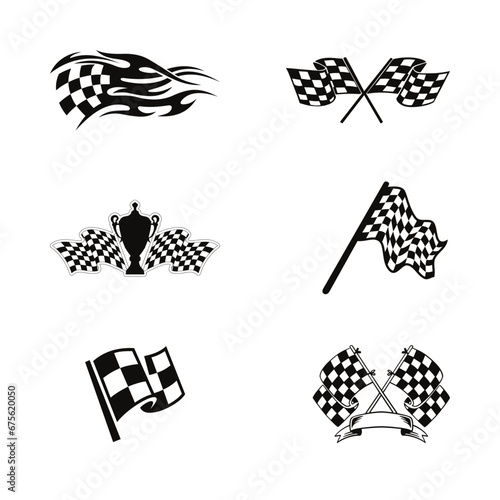 Icon Black and white racing flag vector illustration 