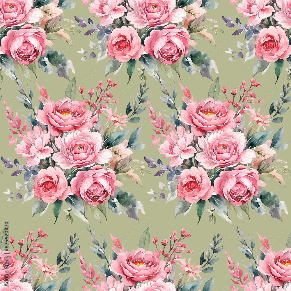 pattern, bouquet of delicate roses, with green leaves. pattern, bouquet of delicate roses, with green leaves.