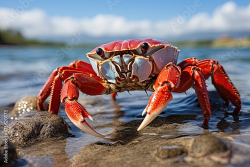red crab on the beach sand